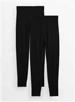 PETITE Black Plain Leggings 2 Pack L