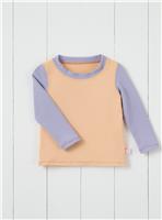 GRASS & AIR Colourblock Long Sleeve Rash Vest Peach 2-3 Years