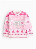 Barbie Pink Christmas Knitted Jumper 7 years