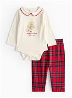 Peter Rabbit Christmas Bodysuit & Red Tartan Leggings Set Up to 3 mths