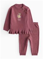 Peter Rabbit Plum Knitted Jumper & Bottoms Set Up to 3 mths