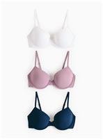 Plain Underwired Padded T-Shirt Bras 3 Pack 34A