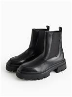 Black Faux Leather Chunky Chelsea Boots 5
