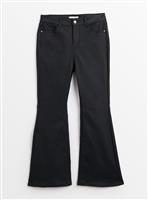 PETITE Black Coated Kick Flare Jeans 10