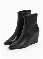 Black Pointed Wedge Ankle Boots 6
