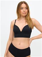 Black Ribbed Non-Wired Seamless Bra S