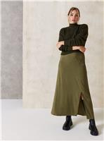 EVERBELLE Khaki Jaquard Satin Slip Skirt 8