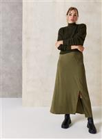 EVERBELLE Khaki Jaquard Satin Slip Skirt 14