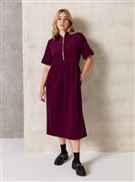 EVERBELLE Burgundy Midi Corduroy Shirt Dress 10