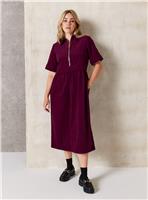 EVERBELLE Burgundy Midi Corduroy Shirt Dress 16