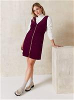 EVERBELLE Burgundy Corduroy Mini Pinafore Dress 6