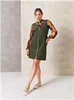 EVERBELLE Khaki Corduroy Mini Pinafore Dress 12