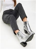 Black Straight Leg Embellished Hem Denim Jeans 14S