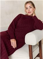 EVERBELLE Burgundy Wide Ribbed Knitted Midi Dress L