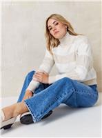 EVERBELLE Stone Striped Cable Knitted Jumper L