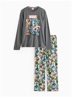 Marvel Avengers Print Charcoal Long Sleeve Pyjamas S