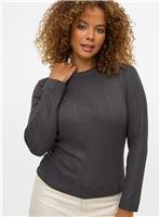 Grey Crew Neck Ribbed Slim Fit Long Sleeve Top 20