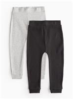 Plain Grey & Black Ribbed Leggings 2 Pack 4-5 years