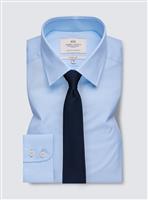 HAWES & CURTIS Blue Poplin Fitted Slim Shirt 15 - 35