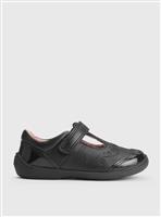 START-RITE Dazzle Black Leather T Bar School Shoes 8.5 Infant