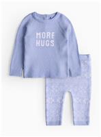 Blue More Hugs Knitted Jumper & Bottoms Set 6-9 months