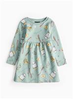 Harry Potter Hedwig Printed Green Jersey Dress 2-3 years