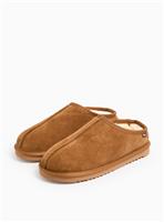 totes Suede Tan Faux Fur Lined Mule Slippers Small