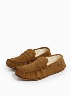 totes Mocha Real Suede Moccasin Slippers 8