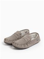 totes Grey Real Suede Moccasin Slippers 7