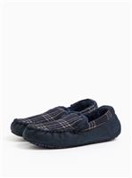 totes Navy Check Moccasin Slippers 7