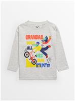 Grey Long Sleeve Grandad Slogan T-Shirt 1-2 years