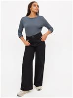 Black Wide Leg Denim Jeans 14R