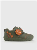 START-RITE Dino Foot Khaki/Orange Leather First Steps Shoes 4 Infant