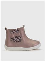 START-RITE Wonderland Taupe Pearlised Leather Zip Up First Chelsea Boots 6 Infant