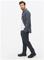 Navy Herringbone Straight Leg Trousers 38S