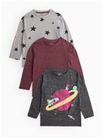 Party & Star Printed Long Sleeve T-Shirts 3 Pack 2-3 years
