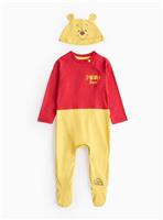 Disney Winnie The Pooh Novelty Sleepsuit & Hat Set Up to 1 mth