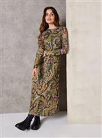 EVERBELLE Jacquard Paisley Print Ruched Jersey Dress 6