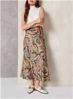 EVERBELLE Jacquard Paisley Print Satin Midi Skirt 10