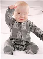 FRED & NOAH Grey Bear Sleepsuit Up To 3 mths