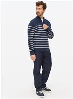 Navy Stripe Knitted Quarter Zip Jumper XL
