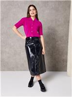 EVERBELLE Black PU Column Midi Skirt 8
