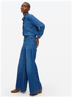 Dark Rinse Flared Palazzo Denim Jeans 8L