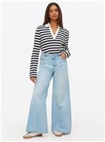 Light Rinse Flared Palazzo Denim Jeans 10S
