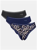 SLOGGI GO Crush High Leg Knickers 3 Pack Black & Blue L