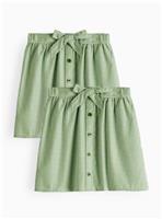 2 Pack Green Gingham Skirt 3 years