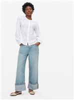 Light Rinse Denim Baggy Wide Turn Up Jeans 16L