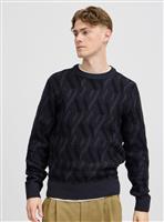 CASUAL FRIDAY CFKARL Navy Jacquard Crew Neck Knit S