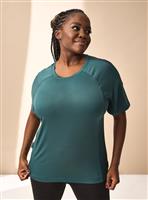 REAKTIV Forest Green Textured Short Sleeve Longline Layering Tee M