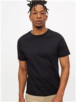 Mercerised Black Crew Neck T-Shirt S